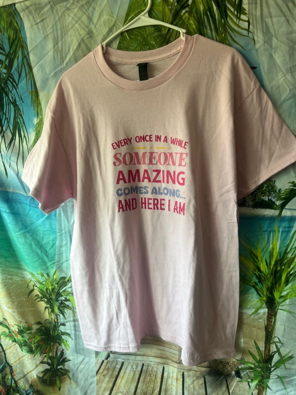 Pink Graphic Tee with Positive Slogan
